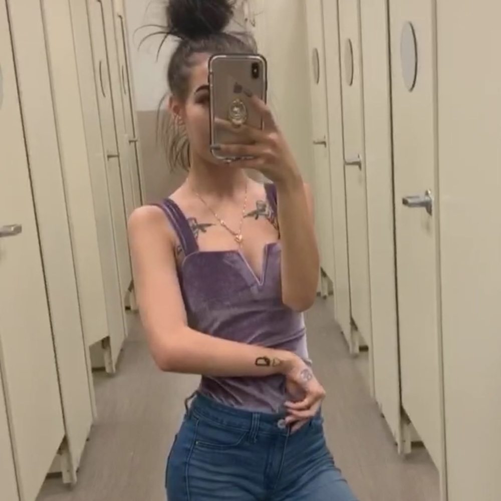(NWOT) purple velvet bodysuit